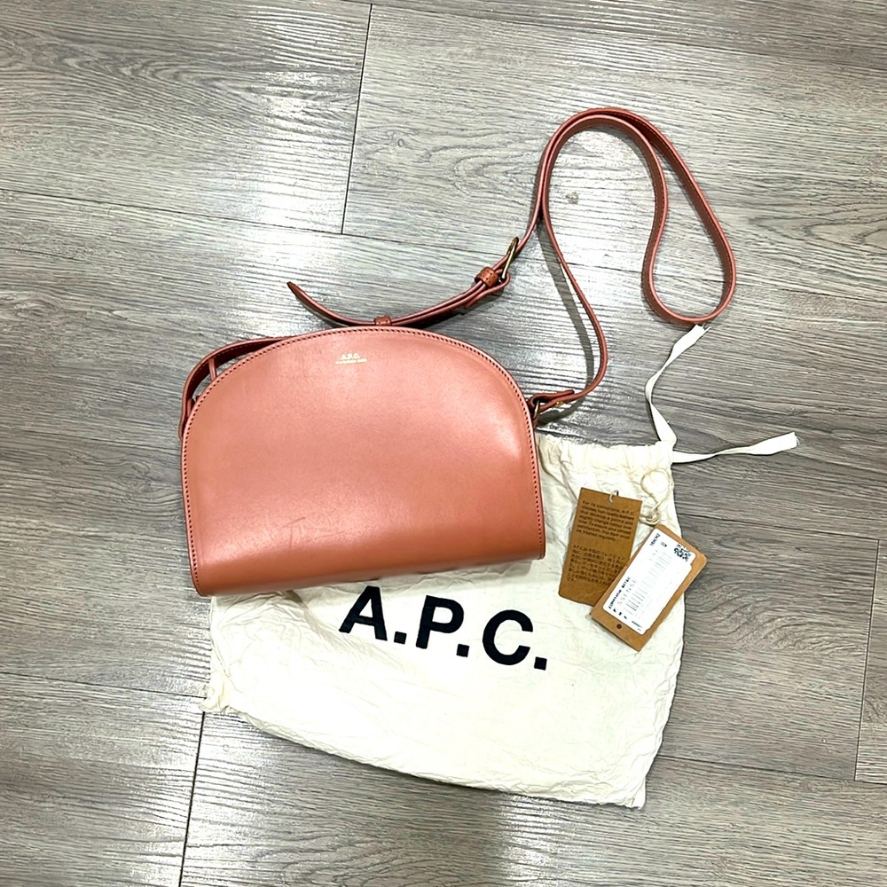 APC Half Moon Bag in Rose Pink Calf Leather